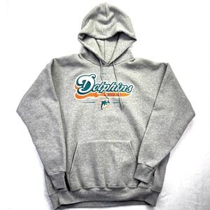 NFL Miami Dolphins Hoodie Mens Large Gray Pullover Hooded Sweatshirt L